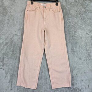 Uniqlo C Pants Womens 25 Pink Lyocell Linen Blend Straight Leg Jeans Zip Fly